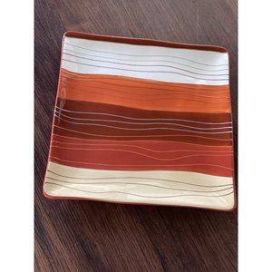 Pier 1 Canyon Stripe Earthenware Square Dinner Plate,  11 1/8"